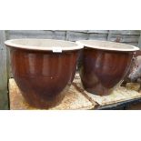 2 large glazed planters