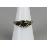 Gold green garnet & diamond ring size N