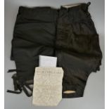 Antique breeches 1780s together with a theatre programme dated 1787