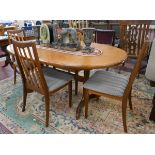 G Plan extending table and four chairs - Fresco - Approx L: 164cm W: 106cm H: 73cm