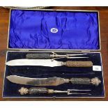 2 vintage antler carving sets 1 Parkin and Marshall and the other John Derby & Sons