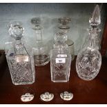 Collection of glass decantors to include Thomas Webb