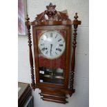 Victorian inlaid wall clock in working order