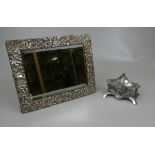 Art Nouveau Britannia metal jewel casket by WMF of bombe serpentine form, the silver plated