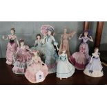 Collection of 10 Coalport lady figures