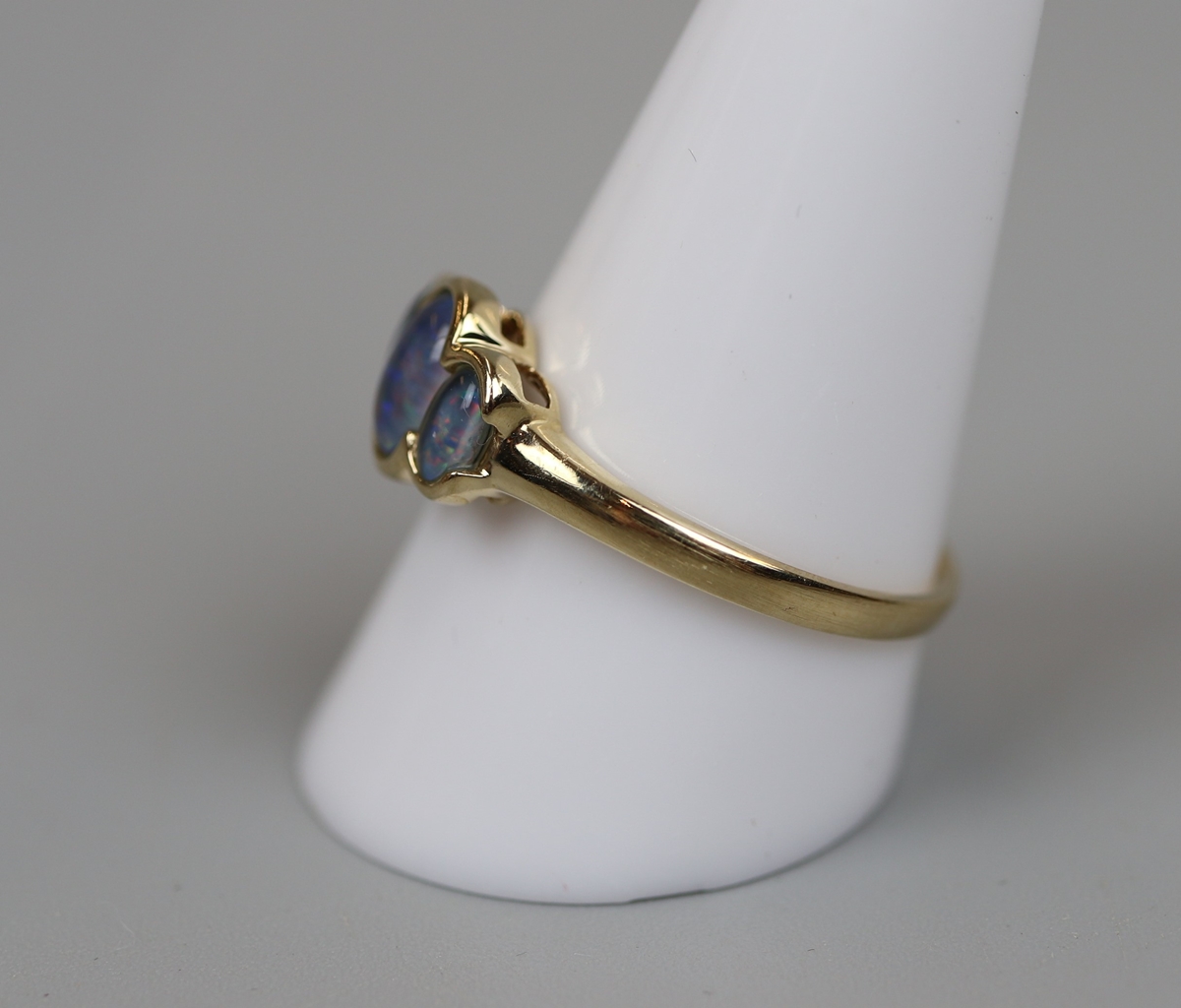 Gold 3 stone opal ring - Size U - Bild 2 aus 3
