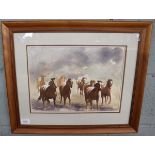 Watercolor by Norman Sinclair of "Burros" - Wild Horses - Approx IS: 25cm x 35cm