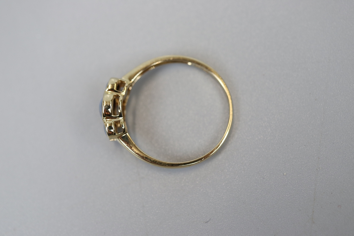 Gold 3 stone opal ring - Size U - Bild 3 aus 3