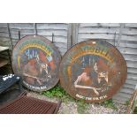 Pair of very large metal Hobgolin signs - Approx height: 114cm