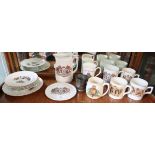 Collection of coronation ware mugs and plates