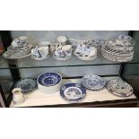 Large collection of blue and white china