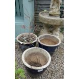 Set of 3 glazed planters