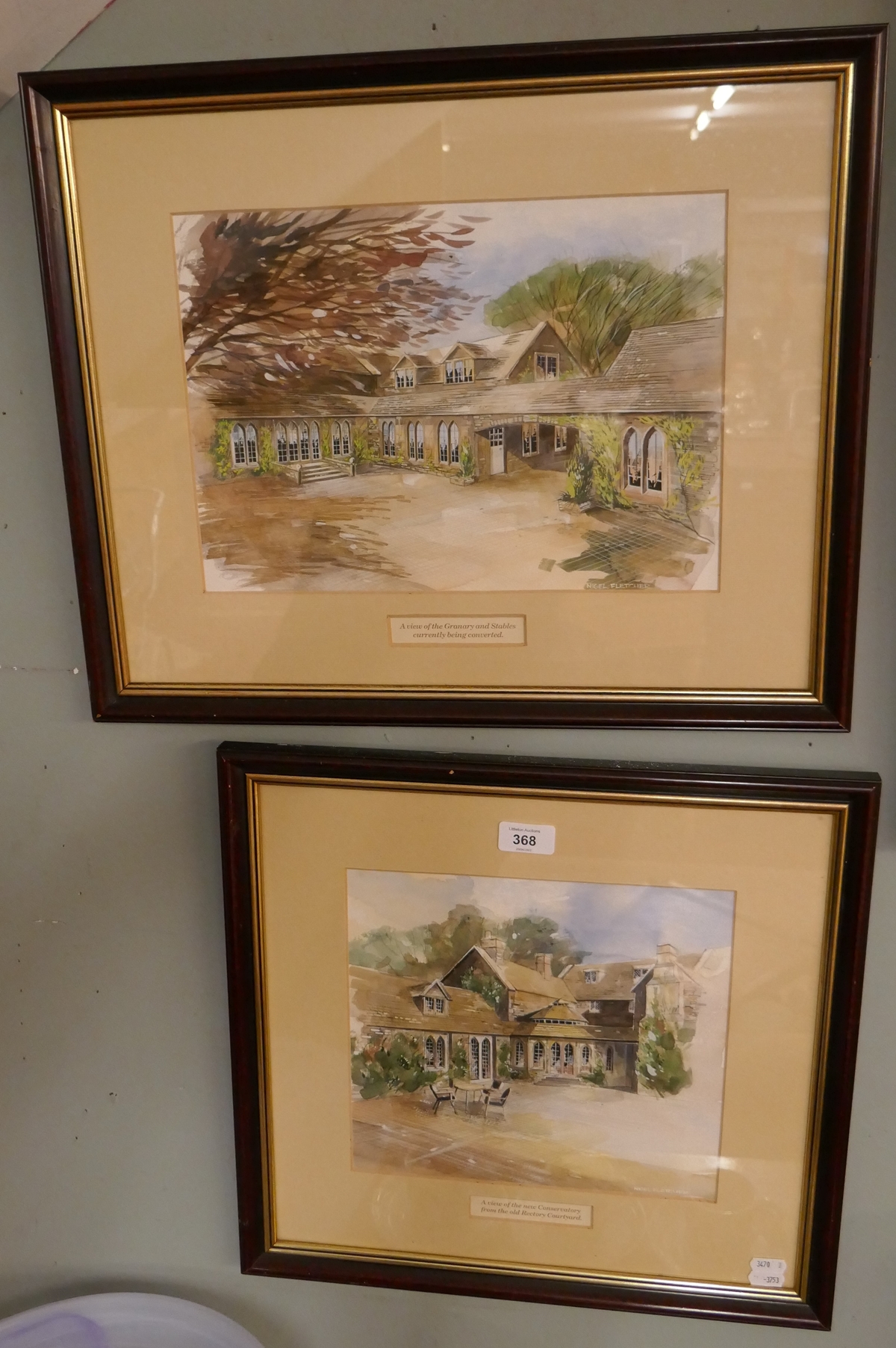 Pair of watercolour drawings - Nigel Fletcher The Old Rectory