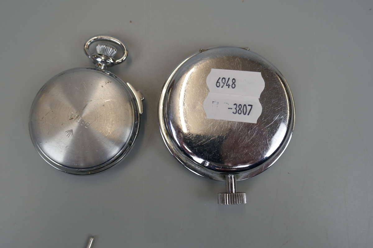 Pocket watch and stop watch together with silver Albert chain - Bild 3 aus 4