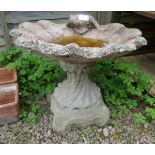 Stone shell bird bath