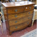 Victorian bow front mahogany chest of drawers - Approx W: 102cm D: 51cm H: 105cm