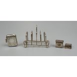 Collection of hallmarked silver items to include toast rack and vesta case - Approx weight 81g