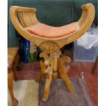 Edwardian adjustable piano stool