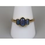 Gold 3 stone opal ring - Size U