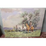 Oil painting by William Norman Gaunt - Out for a Ride - Approx image size: 76cm x 60cm