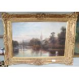 Oil on canvas - River scene signed K Adams - Approx image size: 59cm x 39cm