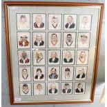 Framed cigarette cards of famous Worcestershire cricketers