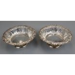 Pair of Victorian silver bon bon dishes by Fenton Brothers, with pierced and embossed walls on