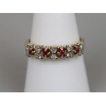 Gold ruby & diamond ring - Size P