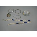Collection of white metal jewellery to include fresh water pearls