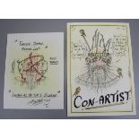 Charles Bronson original jail art - Con-artist card together with Forever Trapped Forever Lost