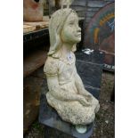 Stone statue of girl - Approx height: 54cm