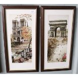 Pair of signed prints - Paris Art de Triomphe and Notre Dame