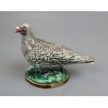 19th century Staffordshire pottery money box modelled as a pigeon, stamped 460 to the base length