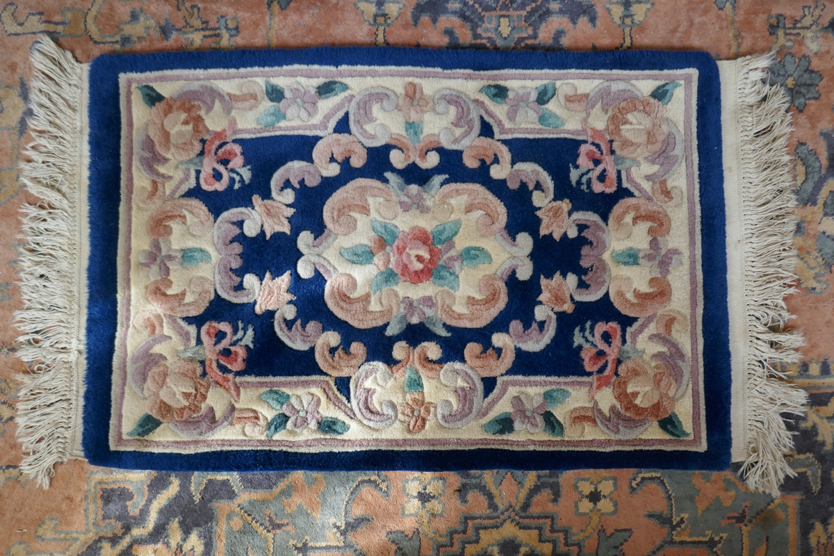 Chinese blue patterned rug