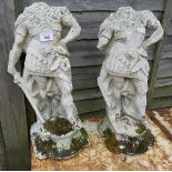 Pair of headless cavalier statues - Approx height: 52cm