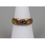 22ct gold stone set gypsy ring - Size K