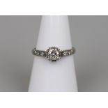 Fine platinum & diamond solitaire ring - Size M