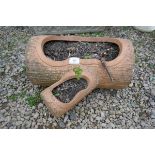 Terracotta log planter