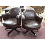 Pair of leather office tub chairs