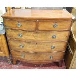 Victorian bow front mahogany chest of drawers - Approx W: 102cm D: 51cm H: 105cm