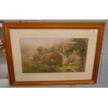 Watercolour - Rural scene signed W Reeves - Approx image size: 45cm x 24cm