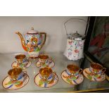 Oriental tea service A/F together with a floral pot