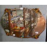 Art Nouveau bevelled glass mirror