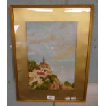 Watercolour Italian scene signed F I Thurley - Approx image size: 23cm x 34cm