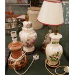 A collection of lamps to include Wedgwood