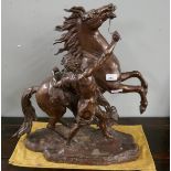 Large bronze - Horse and man - Approx H: 57cm