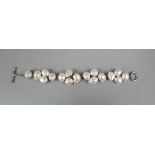 Freshwater silver and pearl bracelet