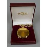 Rotary yellow metal pocket watch in case