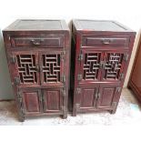 Pair of Antique Chinese cabinets - Approx W: 47cm D: 47cm H: 90cm