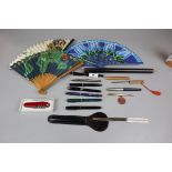 Collection of pens and fans to include a BOAC fan